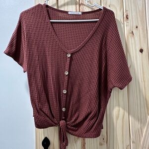 Caution To The Wind Rust Button-Down Women Top
